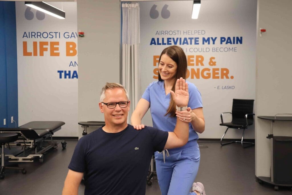 Man receiving range of motion test