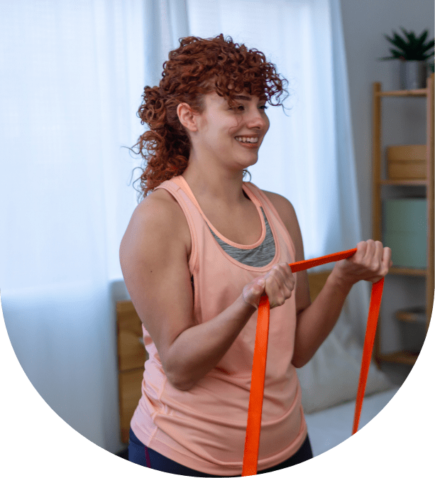 Virtual Care - Patient doing exercises with band